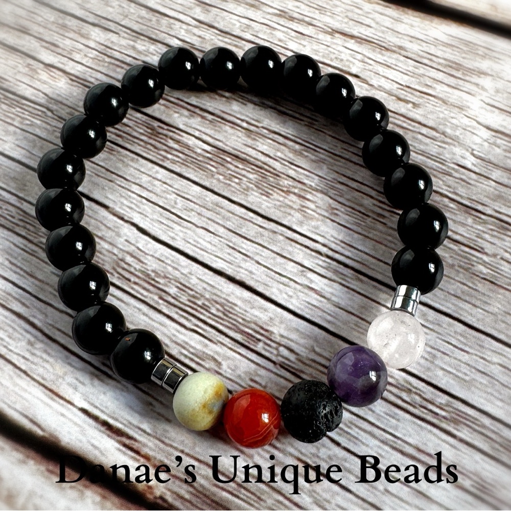 Chakra Healing Bracelet-Lava Stone Energy Gemstone Bracelet